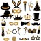 24 Pc Gold Funny Photo Booth Props – Hats, Lips, Crowns & More
